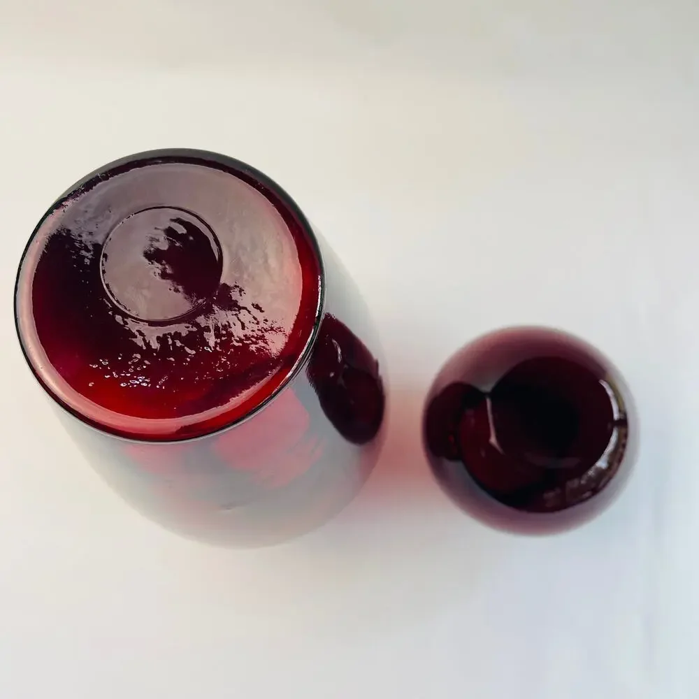 Anchor Hocking Royal Ruby Scalloped Edge Vases 9” & 3 3/4”